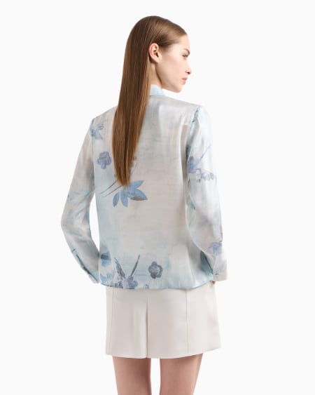 Armani Camisa de tejido trilobal con estampado floral batik Superdescuento