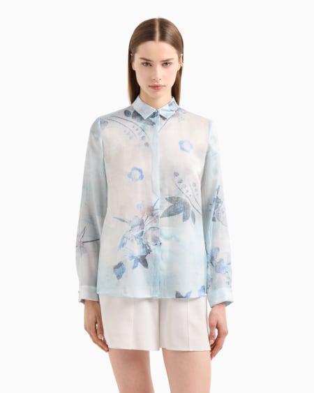 Armani Camisa de tejido trilobal con estampado floral batik Superdescuento