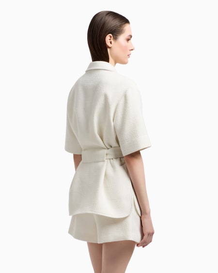 Armani Chaqueta sahariana en mezcla de lana con efecto microbouclé Grandes descuentos
