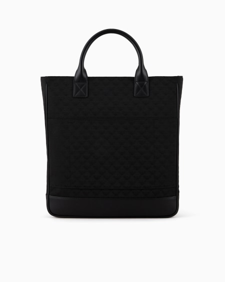 Armani Bolso tote de nailon con motivo integral de águila en tejido jacquard Tienda de fábrica