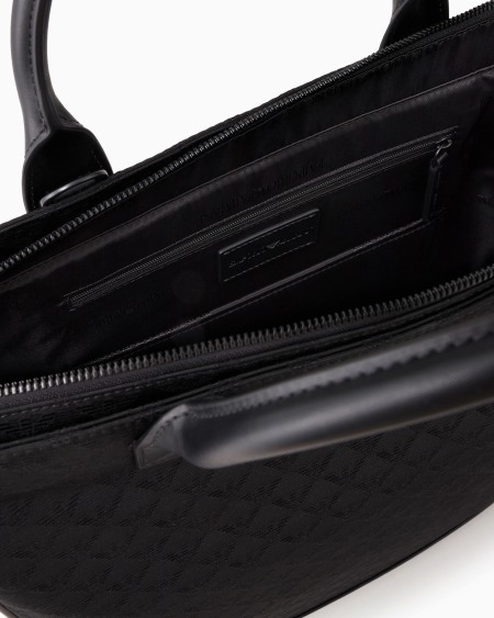 Armani Bolso tote de nailon con motivo integral de águila en tejido jacquard Tienda de fábrica