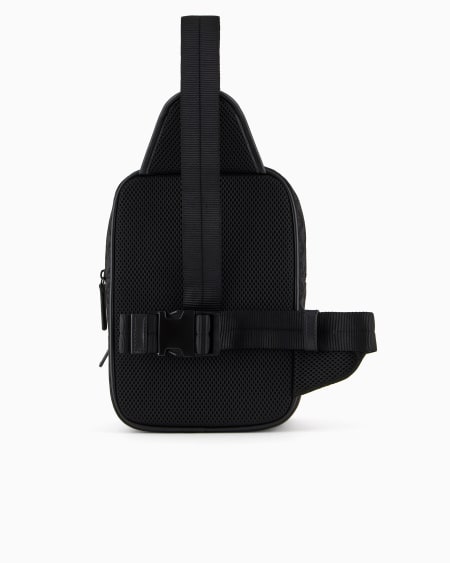 Armani Mochila de un solo tirante de nailon con motivo integral de águila en tejido jacquard Precios de Black Friday