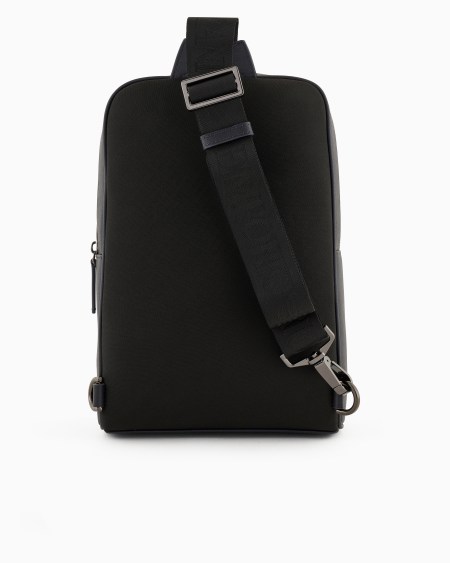 Armani Mochila de un solo tirante en piel saffiano regenerada y nailon reciclado ASV Libre de impuestos