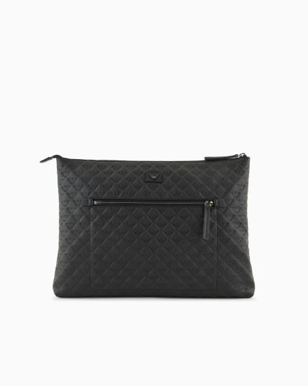 Armani Maxibolso de mano en piel con motivo integral de águila en relieve Oferta exclusiva