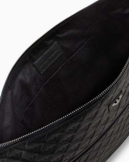 Armani Maxibolso de mano en piel con motivo integral de águila en relieve Oferta exclusiva