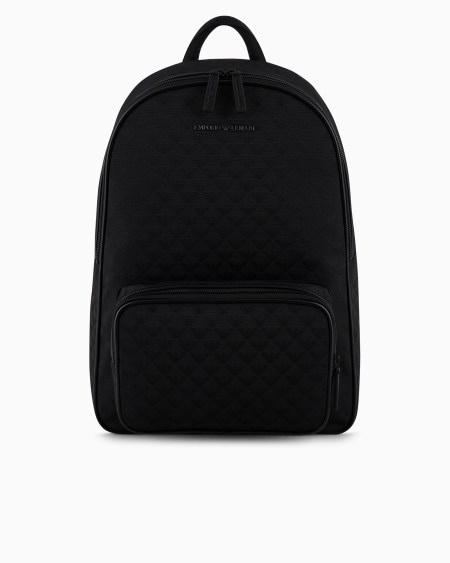 Armani Mochila de nailon con motivo integral de águila en tejido jacquard Grandes ahorros