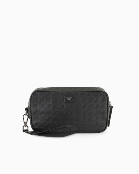 Armani Bolso bandolera de piel con águila repujada por toda la superficie