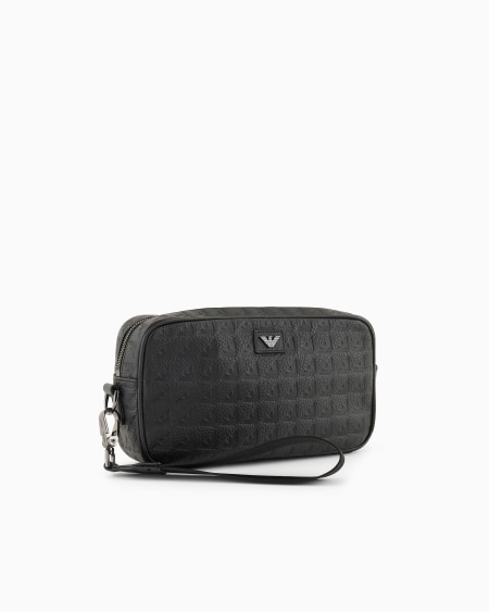 Armani Bolso bandolera de piel con águila repujada por toda la superficie Rebajas de fin de temporada