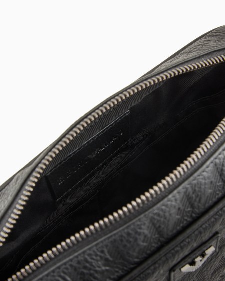 Armani Bolso bandolera de piel con águila repujada por toda la superficie Rebajas de fin de temporada