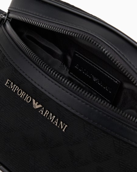 Armani Riñonera de nailon con motivo integral de águila en tejido jacquard En línea