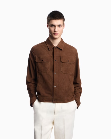 Armani Chaqueta en ante de cabra microcalado Icon En oferta