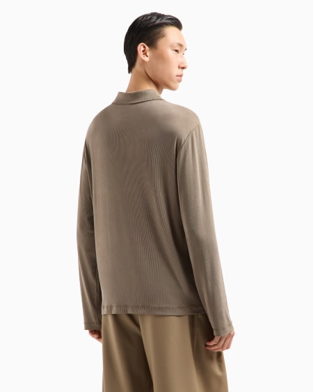Armani Polo en lyocell elástico de canalé ASV Icon Rebajas de fábrica