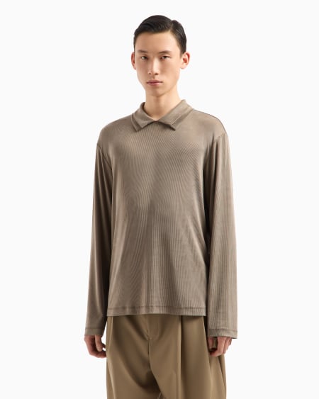 Armani Polo en lyocell elástico de canalé ASV Icon Rebajas de fábrica