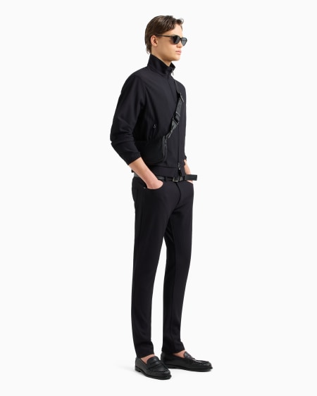 Armani Cazadora con cremallera completa de nailon elástico con efecto canneté Descuento