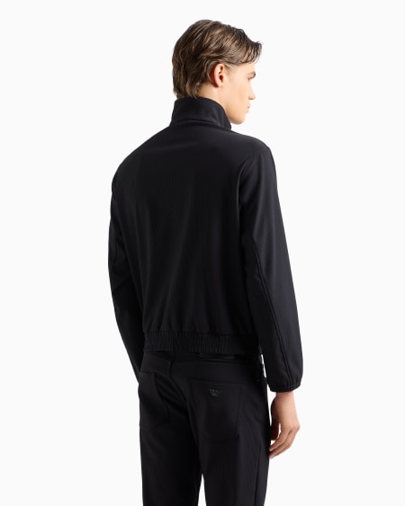 Armani Cazadora con cremallera completa de nailon elástico con efecto canneté Descuento