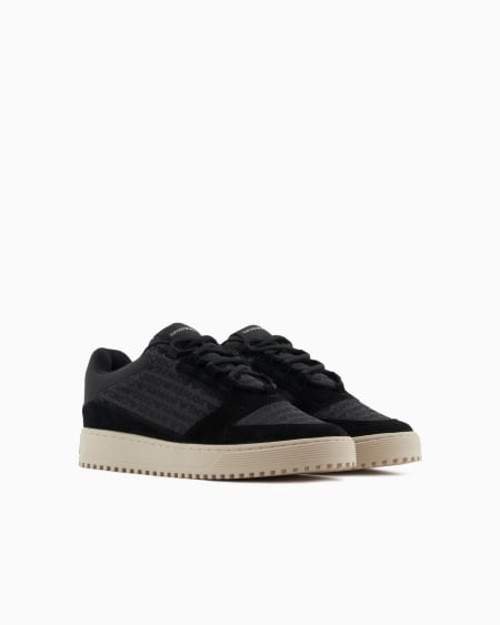 Armani Deportivas de tejido jacquard con inscripción del logotipo y detalles de ante Tienda