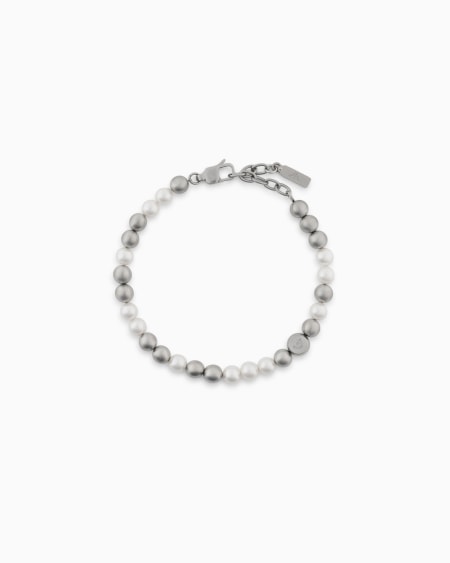 Armani Pulsera con cuentas de vidrio blanco Tienda