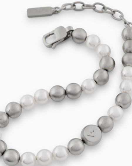 Armani Pulsera con cuentas de vidrio blanco Tienda