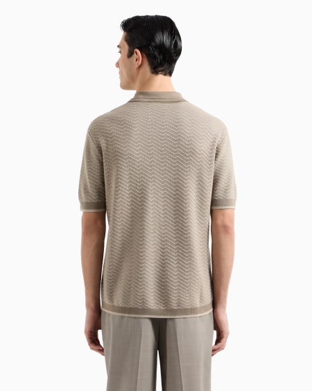 Armani Jersey con cuello tipo polo en mezcla de lana y lyocell con puntos fantasía ASV Rebajas top