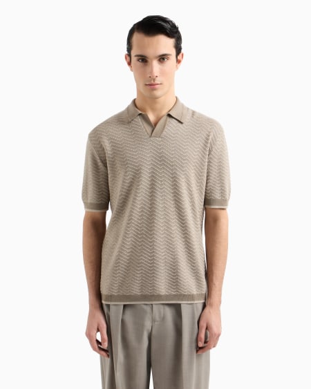 Armani Jersey con cuello tipo polo en mezcla de lana y lyocell con puntos fantasía ASV Rebajas top