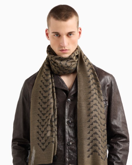 Armani Estola en mezcla de modal con motivo integral de águilas en tejido jacquard Envío gratis