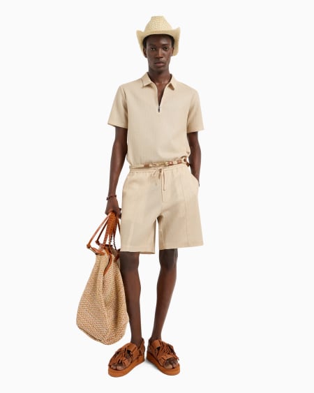 Armani Polo de punto microcalado con cremallera COMPRAR AHORA