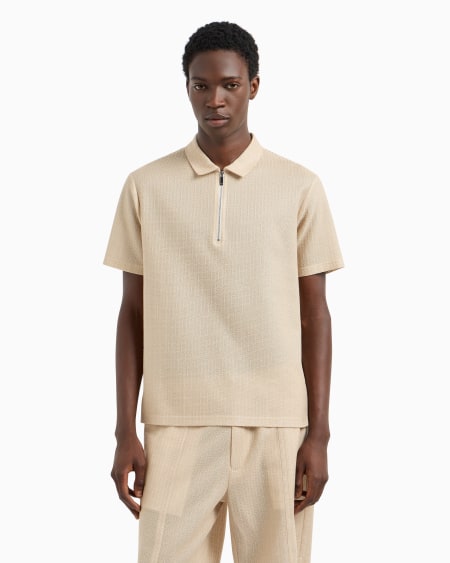 Armani Polo de punto microcalado con cremallera COMPRAR AHORA