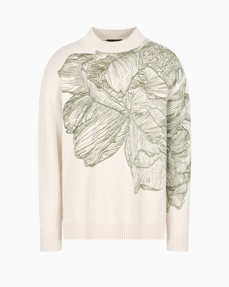 Armani Jersey de mezcla de alpaca con bordado de flor y libélula Últimos 2 días