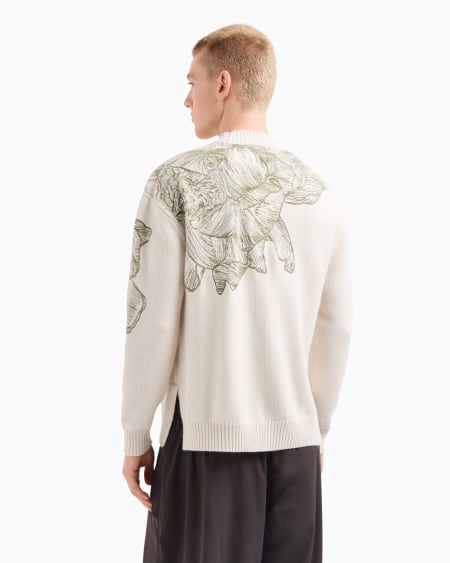 Armani Jersey de mezcla de alpaca con bordado de flor y libélula Últimos 2 días