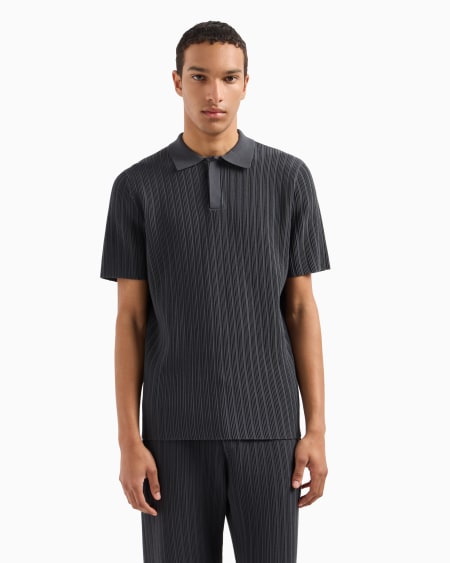 Armani Jersey con cuello polo de punto ottoman vertical de viscosa Icon Solo hoy