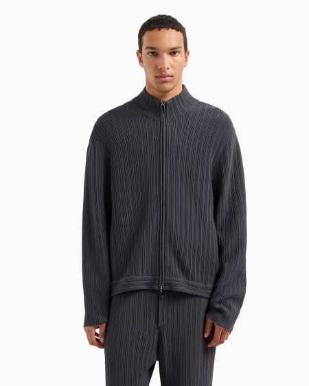 Armani Cárdigan con cremallera completa de punto ottoman vertical de viscosa Icon Promoción trimestral