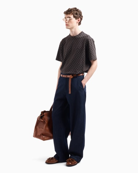 Armani Camiseta de punto con fantasía en tejido jacquard Icon Ahorra y exporta