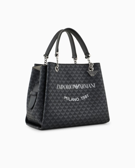 Armani Bolso de mano con águila integral y logotipo Milano 1981 estampado Ofertas de temporada