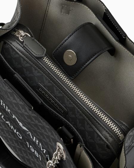 Armani Bolso de mano con águila integral y logotipo Milano 1981 estampado Ofertas de temporada