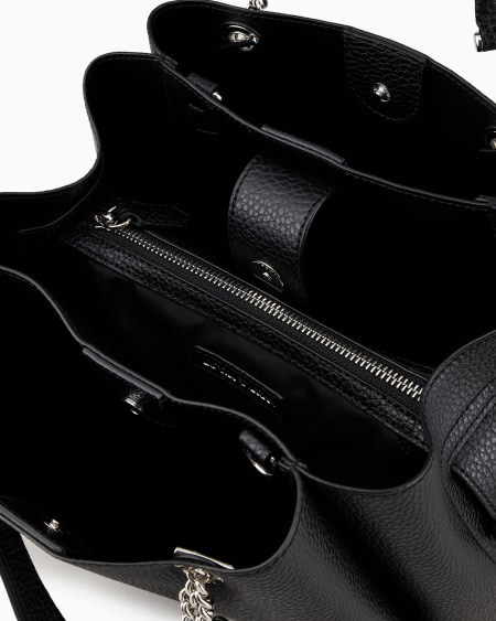 Armani Bolso de mano con efecto graneado y colgante de águila Ventas relámpago