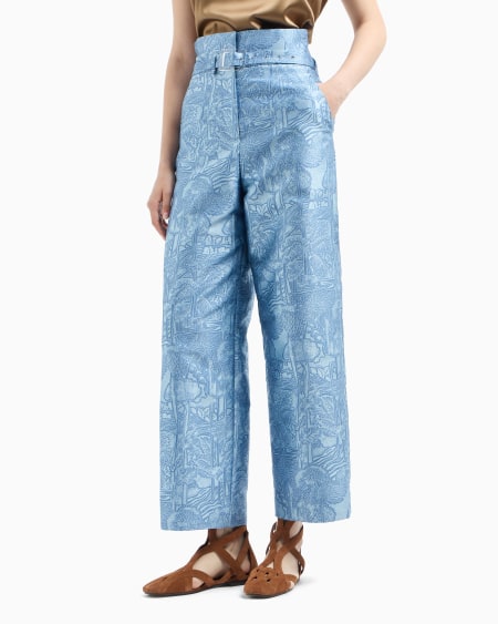 Armani Pantalones de cintura muy alta con elaboración integral en tejido jacquard COMPRAR AHORA