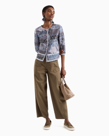 Armani Pantalones de pernera ancha de algodón esmerilado elástico Precio de fábrica