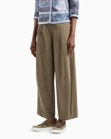 Armani Pantalones de pernera ancha de algodón esmerilado elástico Precio de fábrica