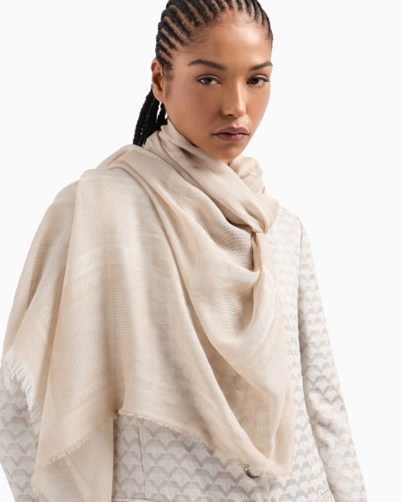 Armani Estola en mezcla de modal cepillado con logotipo integral en tejido jacquard Solo hoy
