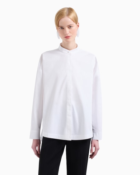 Armani Maxicamisa con cuello de tira de algodón esmerilado Promoción trimestral