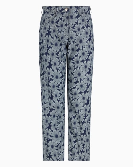 Armani Vaqueros de denim con motivo integral de margaritas en tejido jacquard cápsula Peace ASV Liquidación