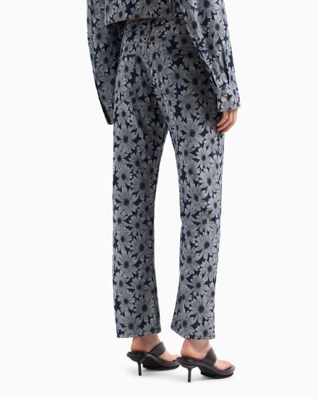 Armani Vaqueros de denim con motivo integral de margaritas en tejido jacquard cápsula Peace ASV Liquidación