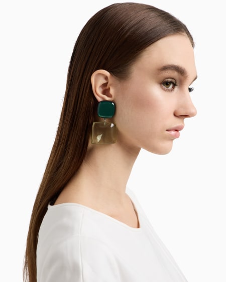 Armani Pendientes colgantes con piedra transparente Precio ultrabajo