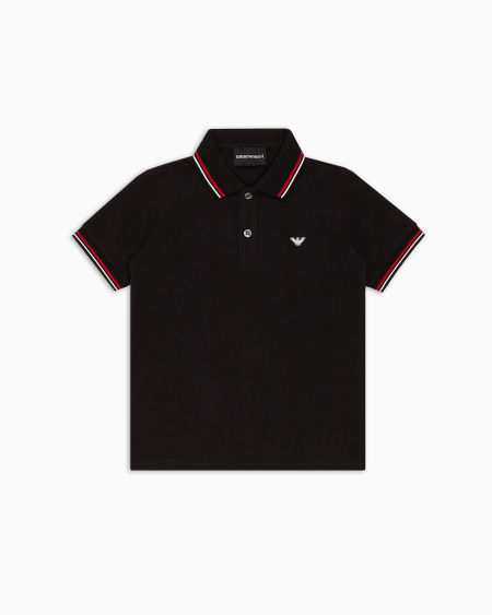 Armani Polo de piqué elástico con bordes a rayas Rebajas