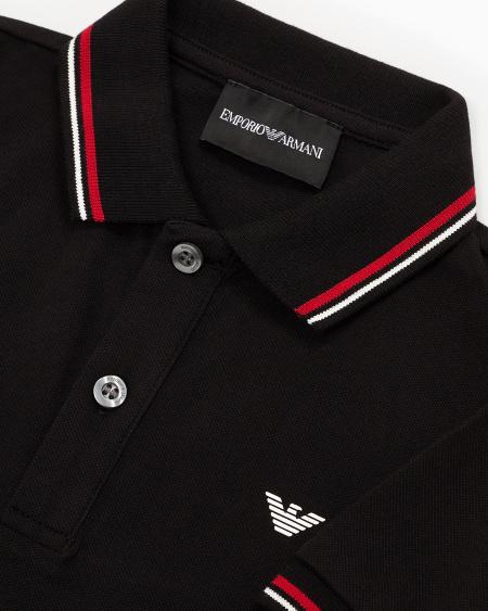 Armani Polo de piqué elástico con bordes a rayas Rebajas