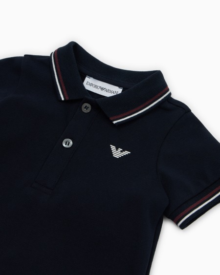 Armani Polo de piqué elástico con bordes a rayas Rebajas online
