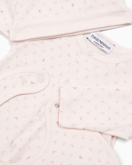 Armani Set de regalo con mono babero y gorrito con motivo integral de águila con efecto óptico Envío gratis
