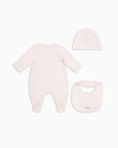 Armani Set de regalo con mono babero y gorrito con motivo integral de águila con efecto óptico Envío gratis