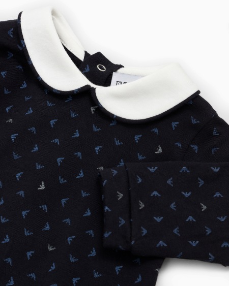Armani Mono con cuello Claudine y motivo integral de águila con efecto óptico Oferta especial