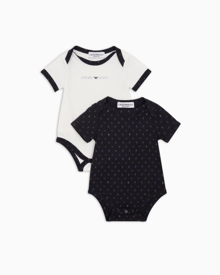 Armani Conjunto para regalo con dos bodis con motivo integral de águila con efecto óptico